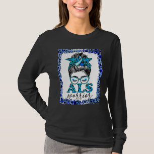 Camiseta Als Warrior Leopard Messy Bun Als Consciência Mês