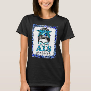 Camiseta Als Warrior Leopard Messy Bun Als Consciência Mês
