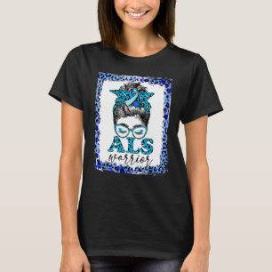 Camiseta Als Warrior Leopard Messy Bun Als Consciência Mês