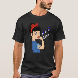 Camiseta ALS Warrior Strong Girl Blue Support Awarene