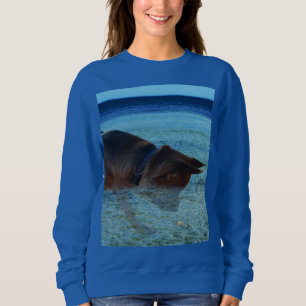 Camiseta Alsaciano Assistindo Um Caranguejo No Oceano,