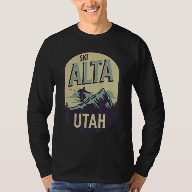 Camiseta Alta Utah Ski Mountains Skier Winter Outdoors (Frente)