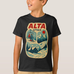Camiseta Alta Utah Viagem de Esqui Antiga Férias de Esqui L