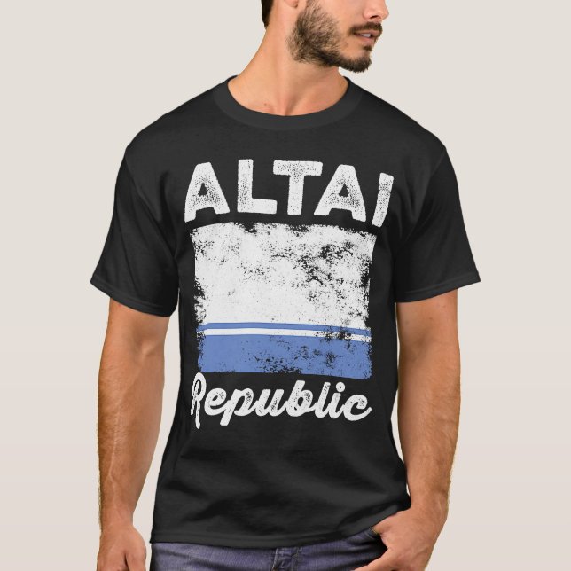 Camiseta Altai Flag Afetou Homens Mulheres Crianças Altaian (Frente)