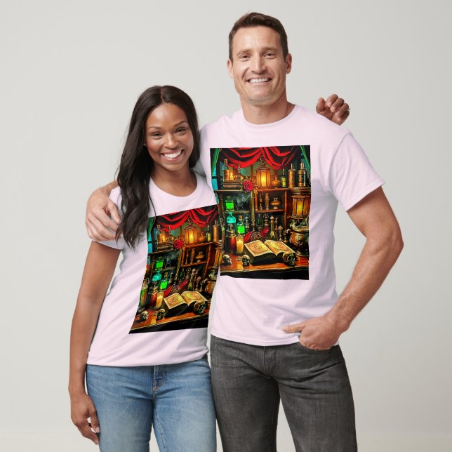 Camiseta Altar de Bruxa Design de Infusão Mística Noturna (Unissex)