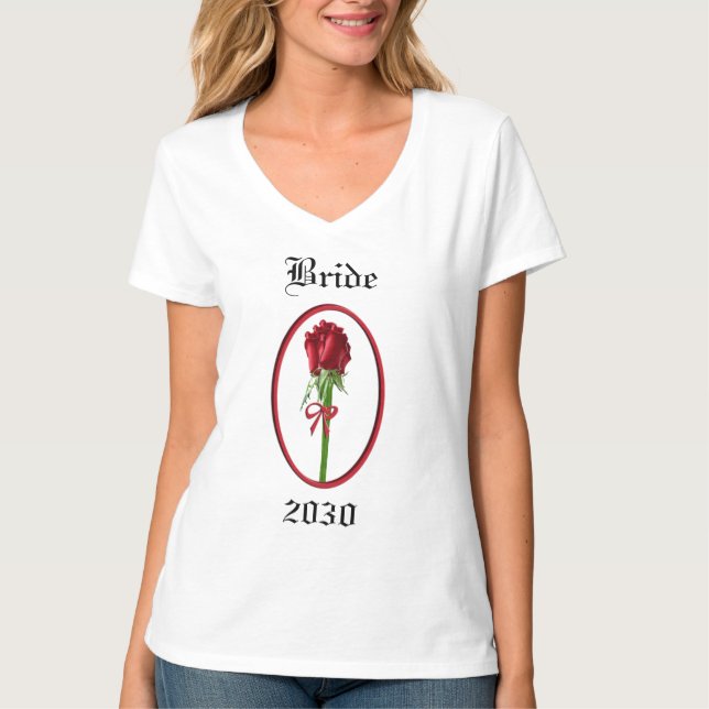 Camiseta Alteração da Noiva do Rosa vermelha para o Ano Atu (Frente)
