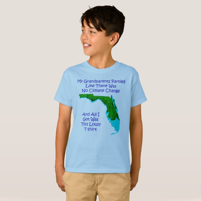 Camiseta Alterações climáticas - miúdos 3 do azul (Frente Completa)