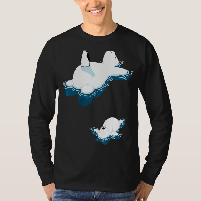 Camiseta Alterações Climáticas Urso Polar E Pinguim (Frente)