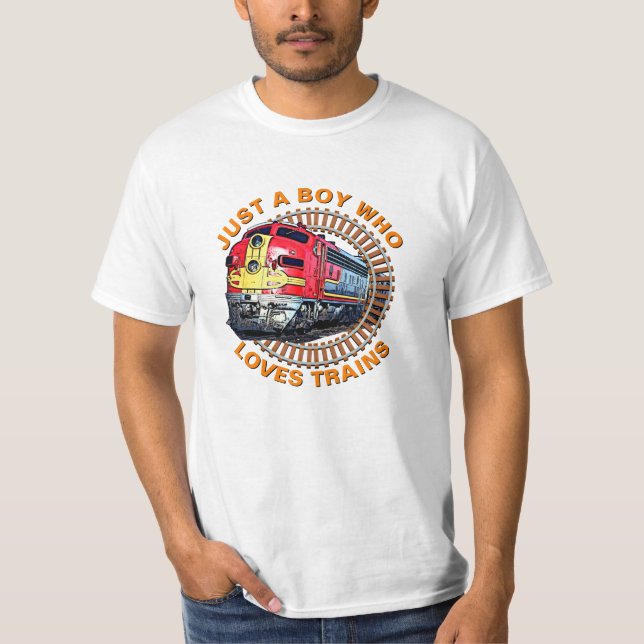 Camiseta Alterar Menino De Texto Que Adora Comboios Comboio (Frente)
