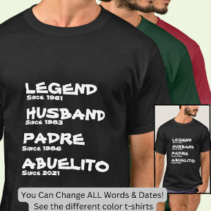 Camiseta Alterar Nome Data Ano Legenda Marido Padre Abuelo