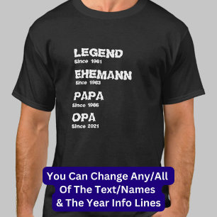 Camiseta Alterar Nome Data Ano Legenda Marido Pai Opa