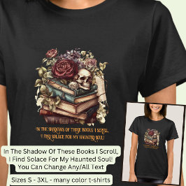 Camiseta Alterar Texto, Livros Góticos e Citação do Leitor,