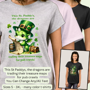 Camiseta Alterar Texto, Mapas Comerciais Dragão de St Patri