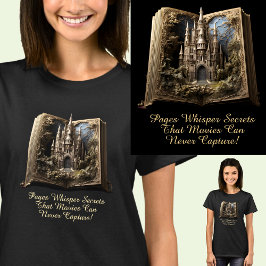 Camiseta Alterar Texto, Páginas Segredos Sussuros, Livro 3D