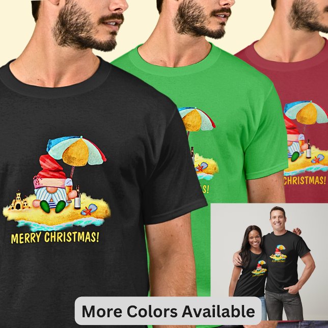 Camiseta Alterar Texto - Papais noeis Gnomo na Praia Feliz  (Criador carregado)