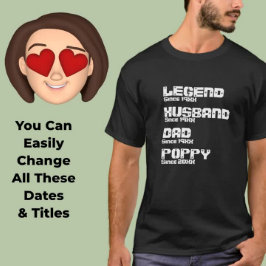 Camiseta Alterar TODO Nome Data Ano Legenda Pai Marido