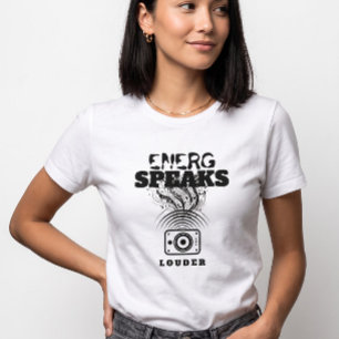 Camiseta Alto-falante de Som Feminino Energia Fala Mais Alt