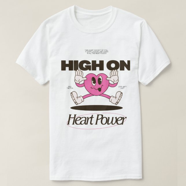 Camiseta Alto Poder do Coração | Coração de Desenho Animado (Frente do Design)
