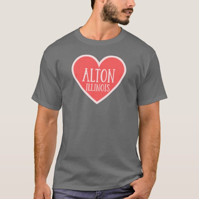 Camiseta Alton Illinois Cute Heart Oversize (Frente)
