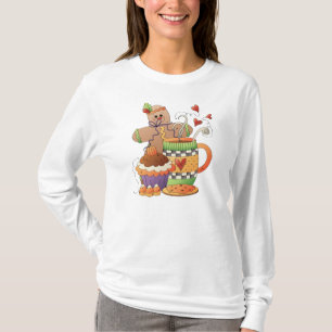 Camiseta Altura Longa do Outono das Mulheres em Cima