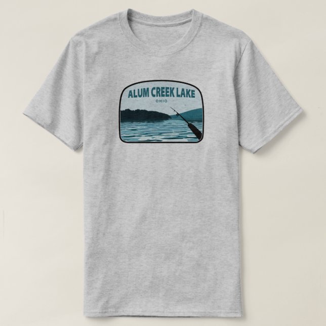 Camiseta Alum Creek Lake Ohio Fisheries Rod (Frente do Design)