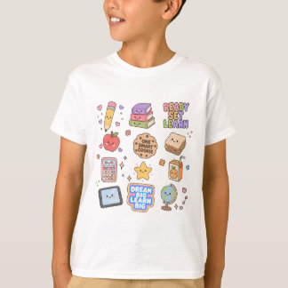 Camiseta Aluno Estudando Colagem de Escola Fofa