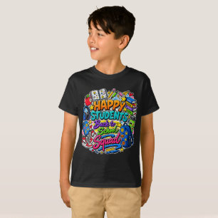 Camiseta Alunos Felizes de Volta ao Esquadrão Escolar Fofo 
