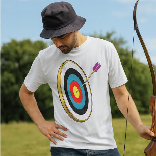 Camiseta Alvo de Archery Bullseye com Arrow Hitting Center