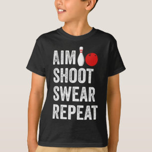Camiseta Alvo do jogador de boliche Jurar Repetir Boliche E