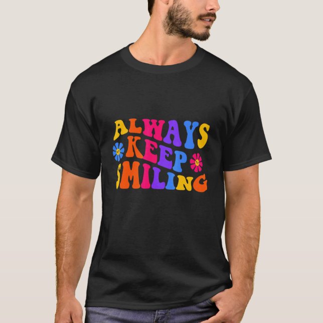 Camiseta Always Keep Smiling   Retro 1970s Slang Psychedeli (Frente)