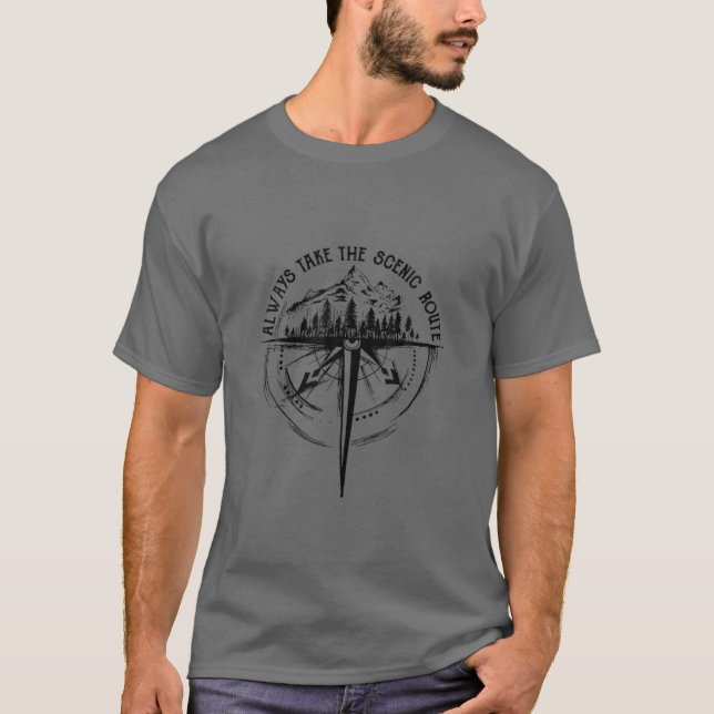 Camiseta Always Take The Scenic Route Camping Travel Advent (Frente)