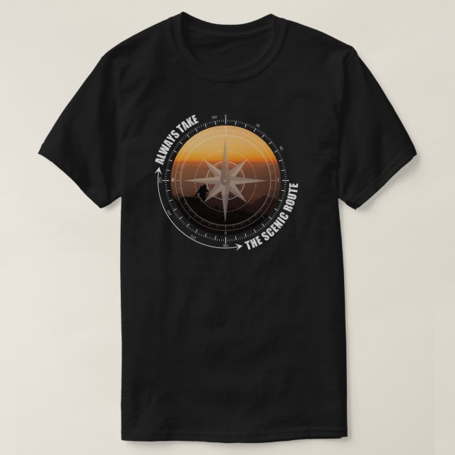 Camiseta Always Take The Scenic Route Hiking Lovers  (Frente do Design)