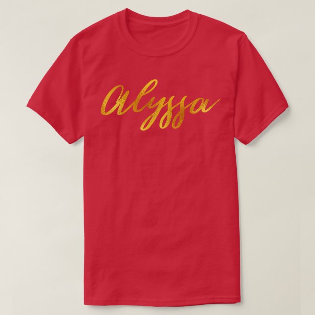 Camiseta Alyssa Name Hand Lettering em letras Douradas (Frente do Design)