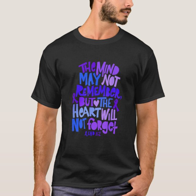 Camiseta ALZ Purple Elephant Alzheimer Awareness Apparel EN (Frente)