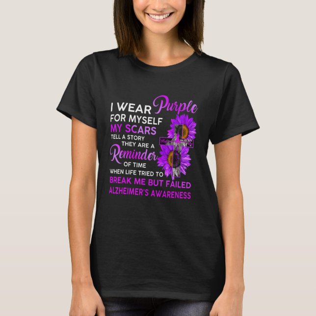 Camiseta Alzheimer é consciência que eu Visto roxo por mim  (Frente)