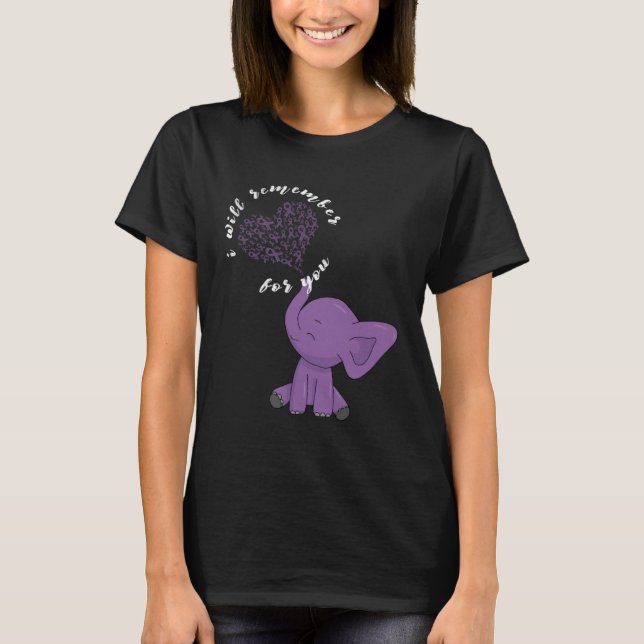 Camiseta Alzheimer Monat I Endalz Purple Bow Elephant  1 (Frente)