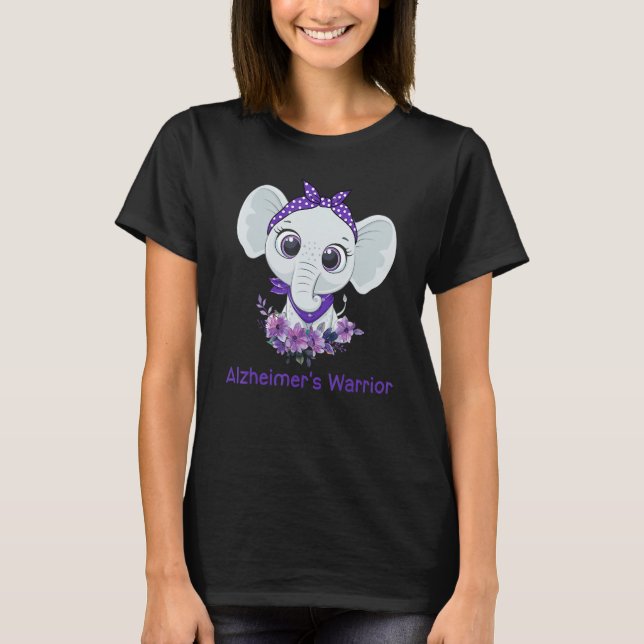 Camiseta Alzheimer's Awareness Elephant Purple Flower Warri (Frente)