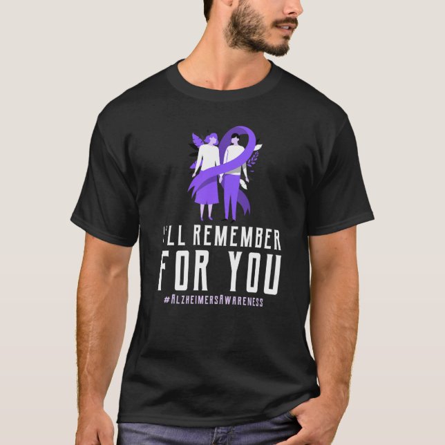 Camiseta Alzheimers Consciência Eu Visto Roxo porque vou me (Frente)