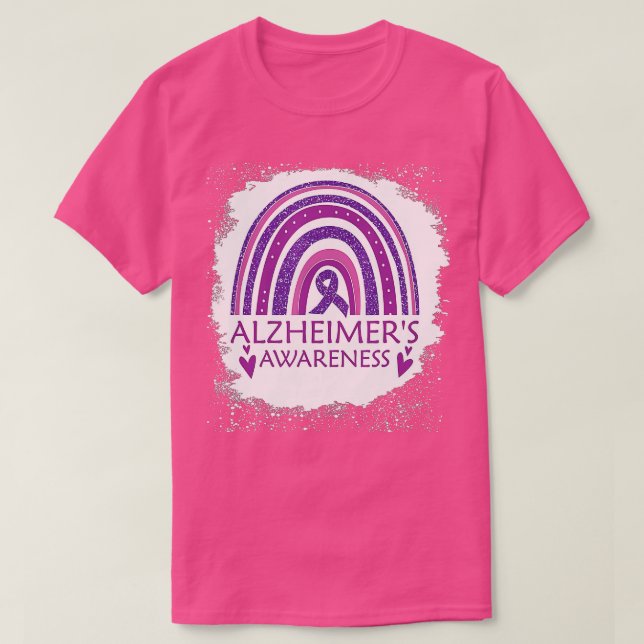 Camiseta Alzheimers Consciência Saltou o Arco-Íris Puro Rib (Frente do Design)