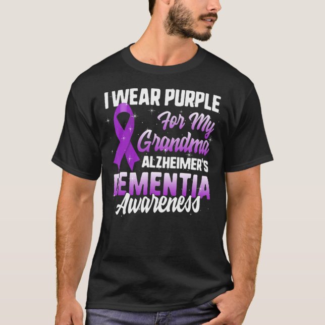 Camiseta Alzheimer's Dementia Consciência Eu Visto Roxo par (Frente)