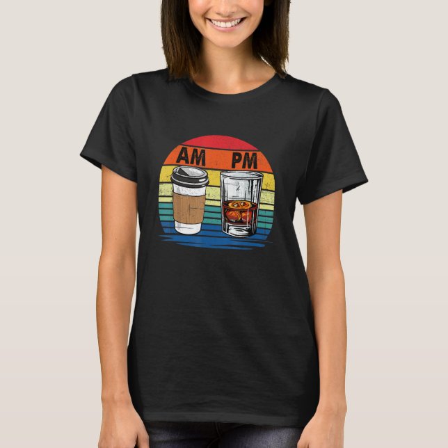 Camiseta AM Café PM Whkey Bebendo Men Women (Frente)