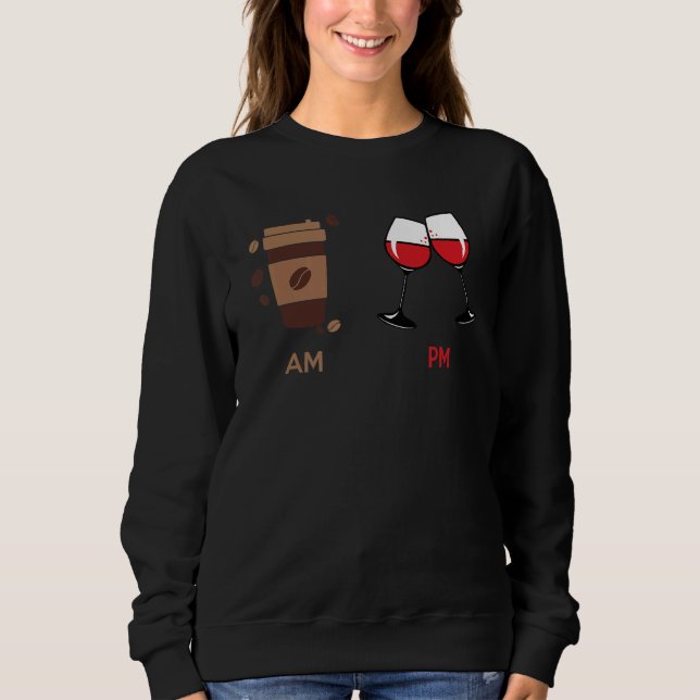 Camiseta AM Café PM Wine Bebendo Caffeine (Frente)