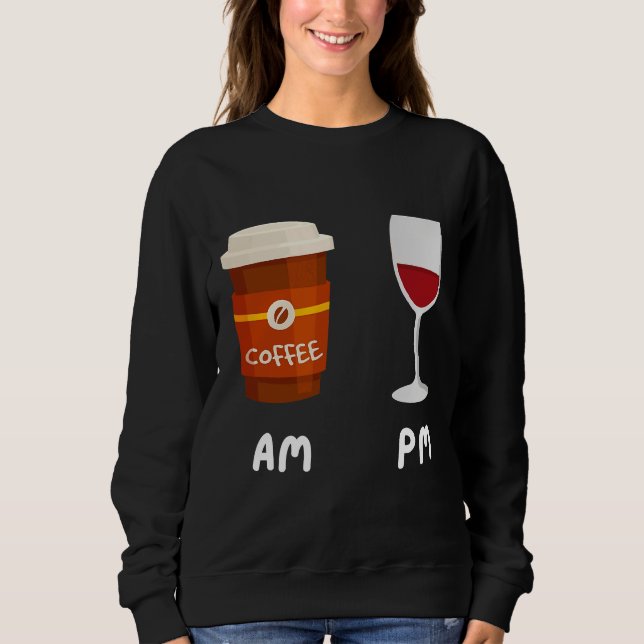 Camiseta Am Café Pm Wine Coffee Caffeine Wine Drinker (Frente)