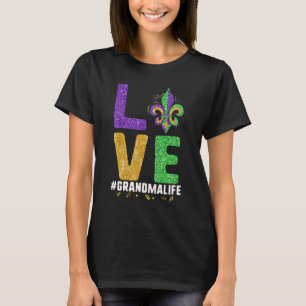Camiseta Ama a vovó Vida Mardi Gras, avó Fleur Lis