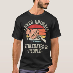 Camiseta Ama Animais Tolera Pessoas Amante de Animais Engra