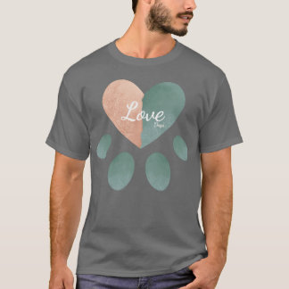 Camiseta Ama cães Coração Cães Pata Ama amigo