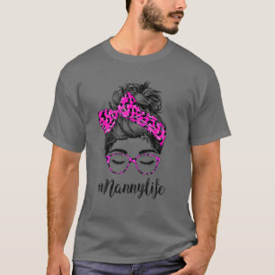 Camiseta Ama Clássica da Vida Mensageira Bun Rosa Leopard M