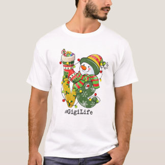 Camiseta AMA Gigi Life Snowman As Luzes De Natal Pajama Win
