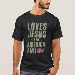 Camiseta Ama Jesus e América a 4 de julho Patriótico