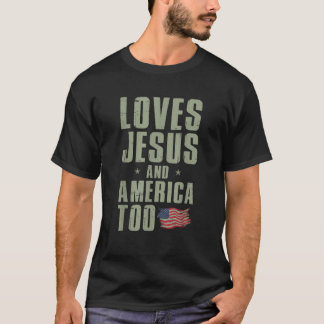 Camiseta Ama Jesus e América a 4 de julho Patriótico